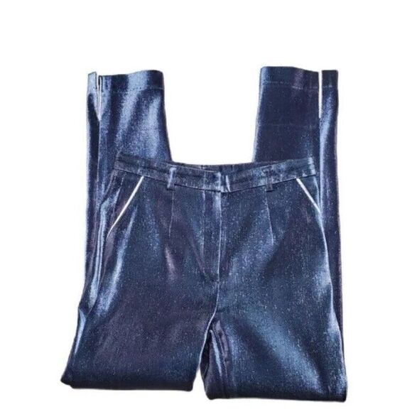 Vintage Georgine Metallic Blue Cigarette Pants - Picture 7 of 7